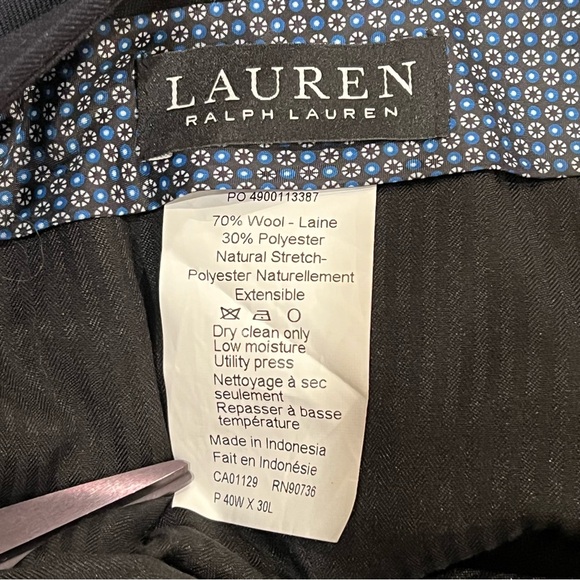 Lauren Ralph Lauren Wool Blend 2-Piece Suit Navy Blue Windowpane Plaid 50R 40x30 - Picture 13 of 16
